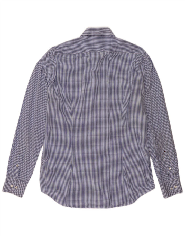 Tommy Hilfiger Mens Tailored Fit Fitted Shirt Size 41 16 Large Blue Gingham