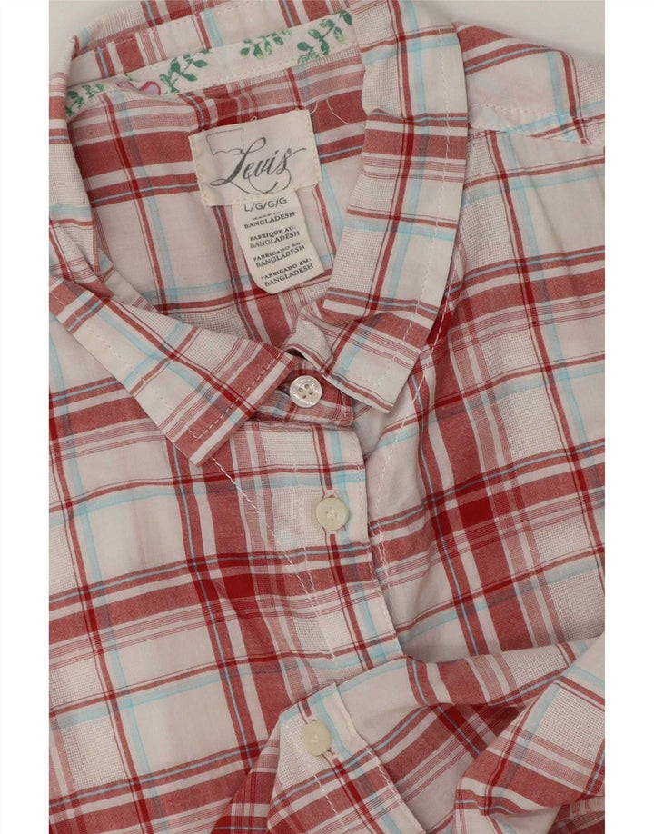 Levi's Womens Short Sleeve Shirt UK 16 Large Red Check