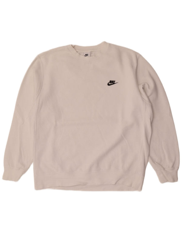 Felpa Nike Uomo Maglione Large Bianco Cotone