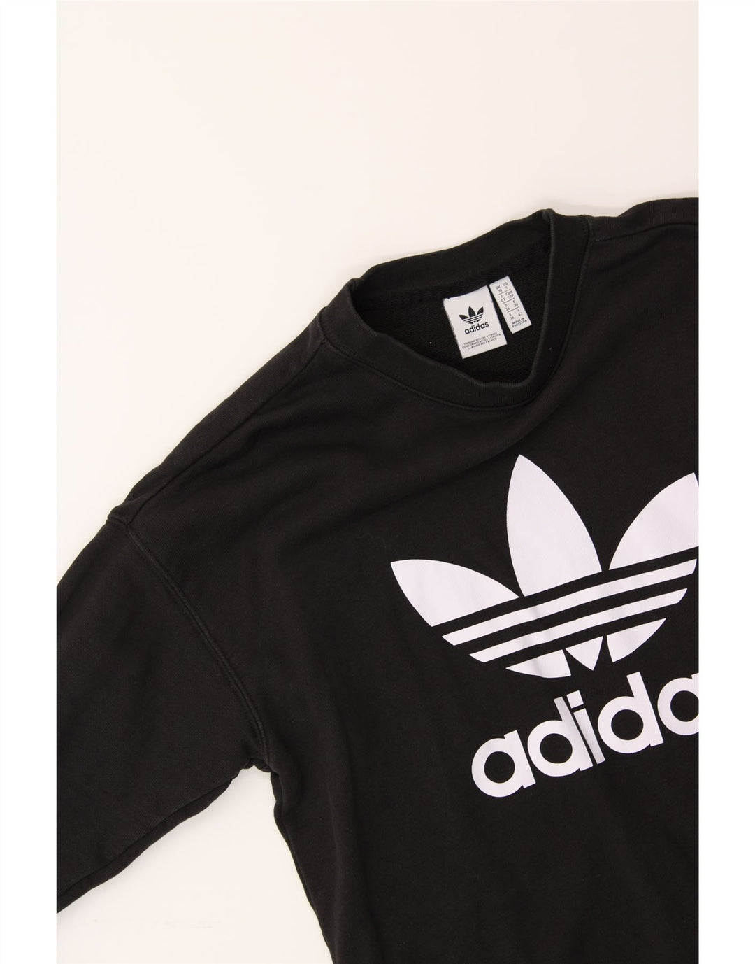 ADIDAS Womens Oversized Graphic Sweatshirt Jumper UK 10 Small  Black Vintage Adidas and Second-Hand Adidas from Messina Hembry 