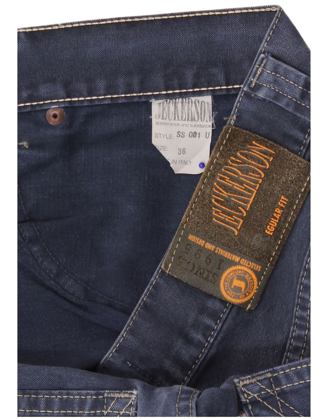 Jeckerson Mens Straight Jeans W36 L33 Blue Cotton