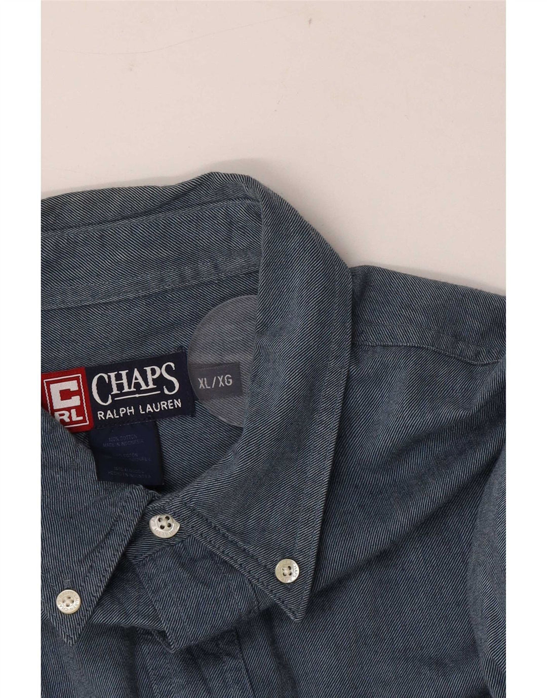 Camicia da uomo Chaps Ralph Lauren XL in cotone blu