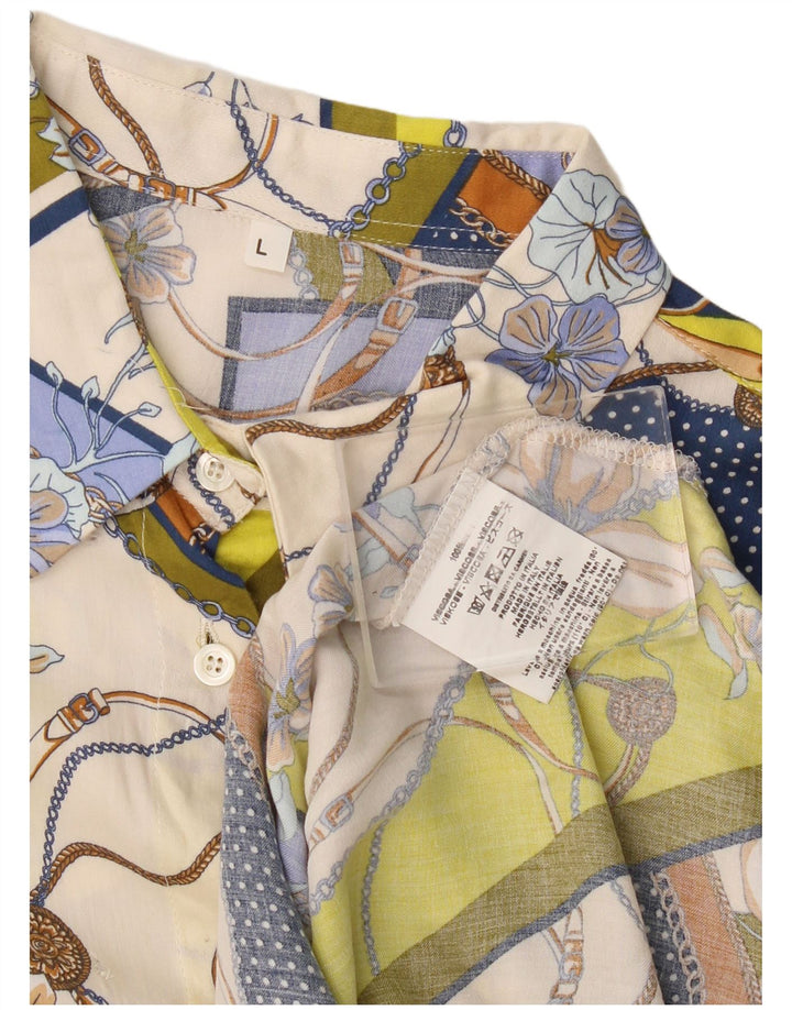 vintage Womens Abstract Pattern Shirt Blouse UK 14 Grand Multicolore