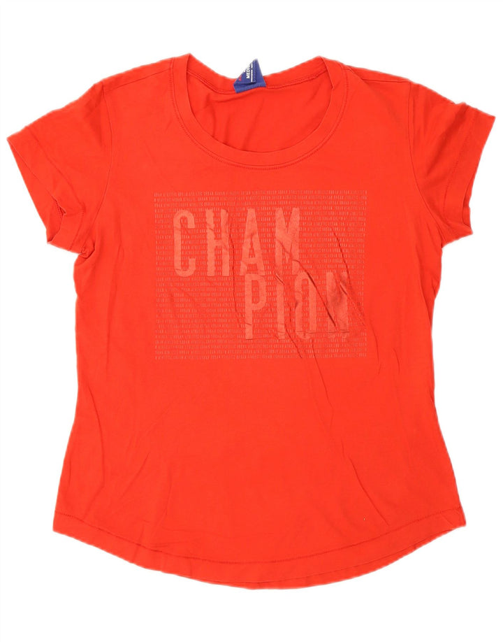 Champion Womens Graphic T-Shirt Top UK 14 Medium Red