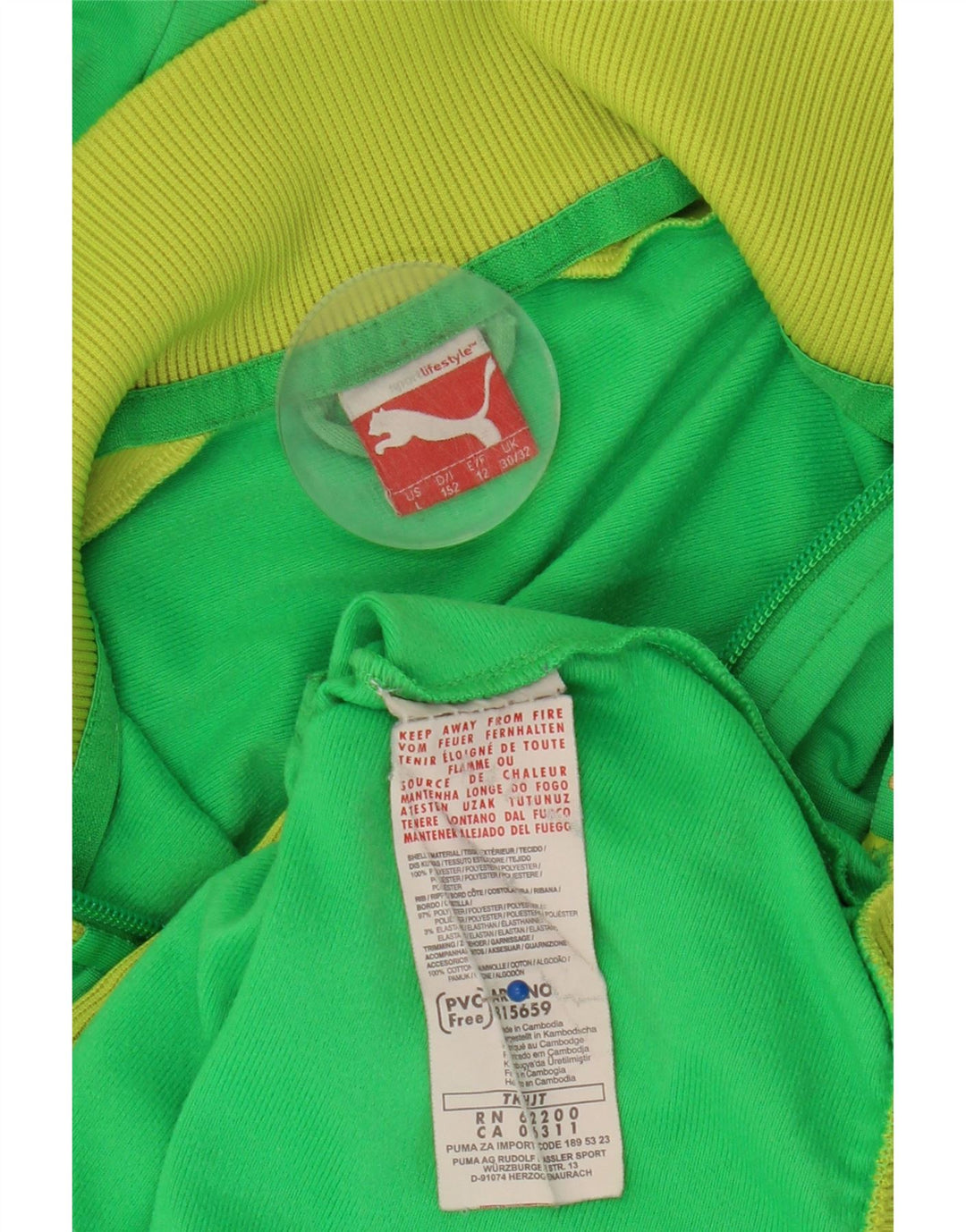 Puma Jungen-Trainingsanzug-Top-Jacke, 11–12 Jahre, grünes Farbblock-Polyester