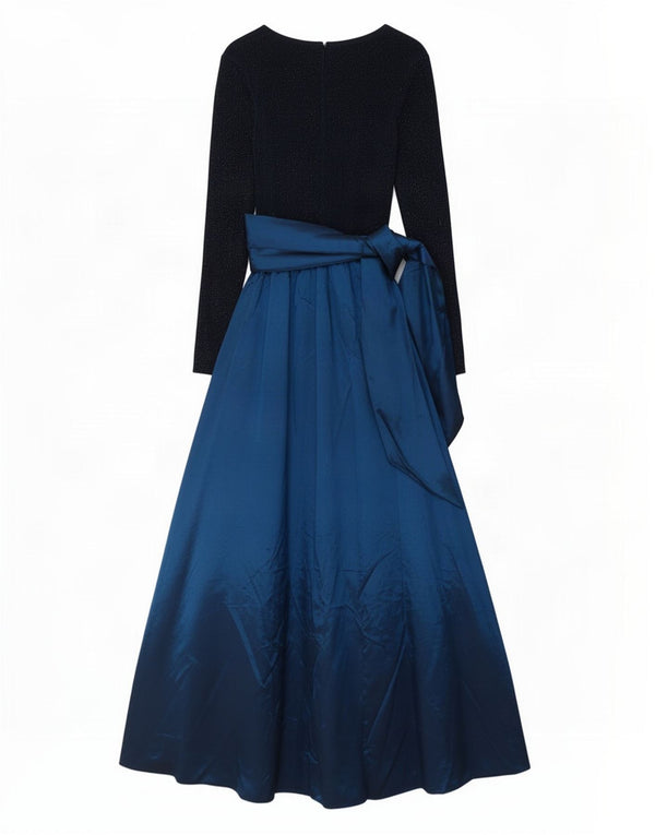 Debut Damen-Maxikleid mit langen Ärmeln, UK 10, Größe S, Marineblau, Farbblock