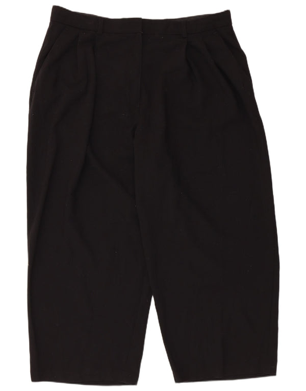 Marks & Spencer Womens High Waist Cropped Trousers UK 20 2XL W38 L25 Black