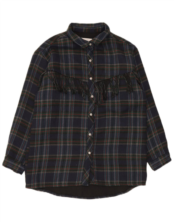 Zara Camicia da ragazzo in flanella 13-14 anni in poliestere a quadri blu navy