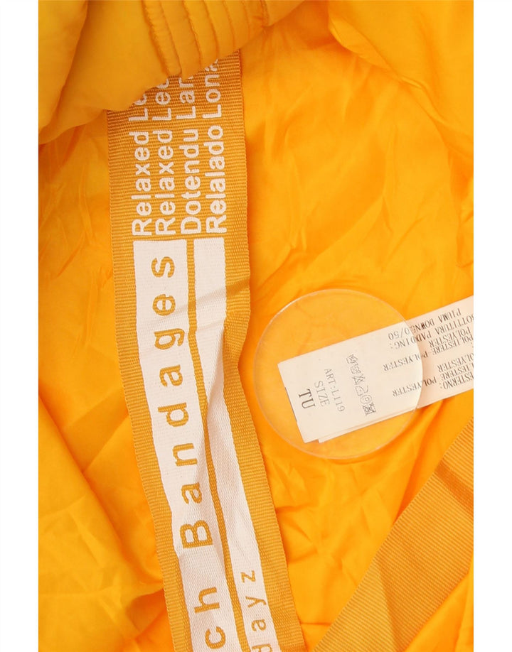 VINTAGE Womens Padded Jacket One Size Yellow Colourblock Polyester