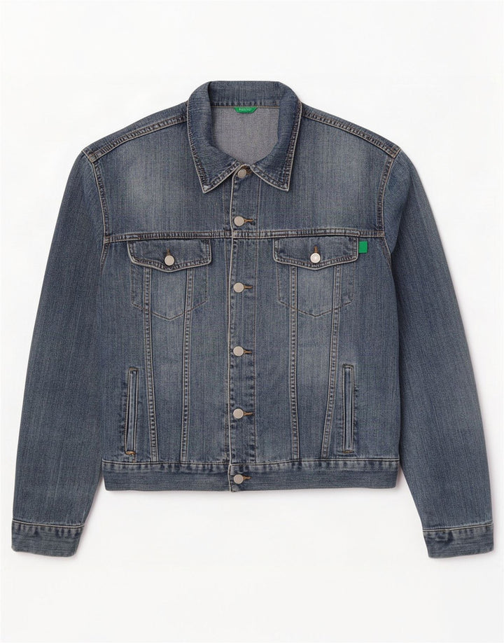 Giacca di jeans da uomo Benetton UK 40 grande cotone blu