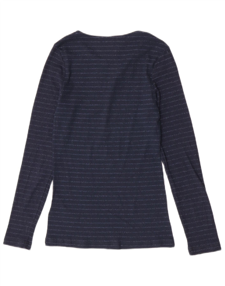 Marks & Spencer Damen Top Langarm UK 8 Small Marineblau gestreift