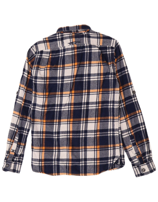 Superdry Mens Flannel Shirt Medium Navy Blue Check Cotton