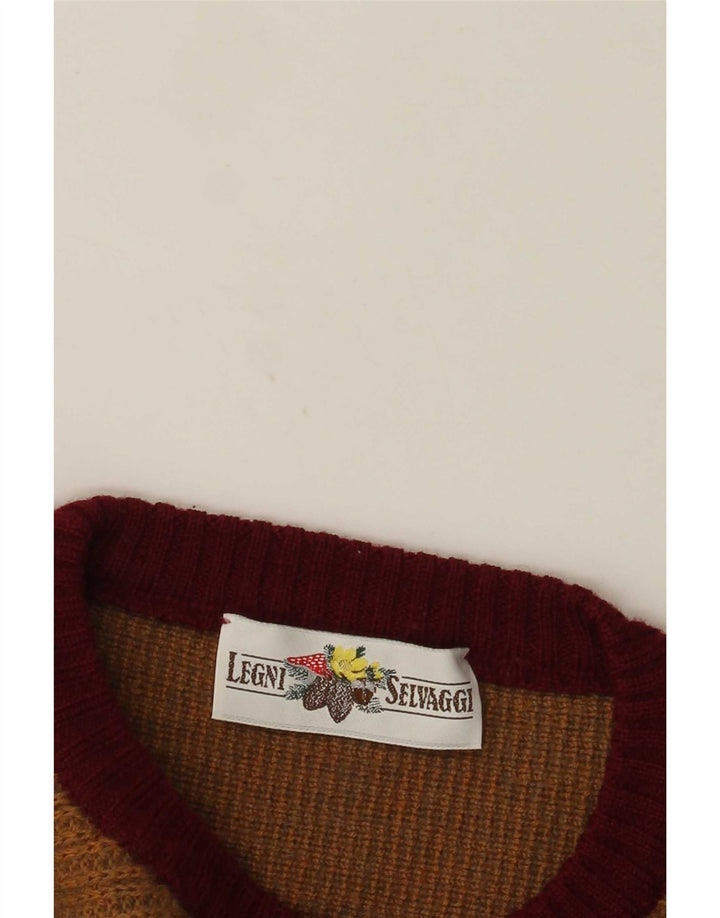 Maglione girocollo da uomo vintage girocollo color block medio multicolore