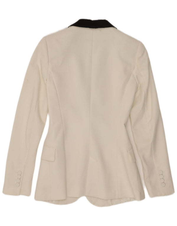Zara Womens 2 Button Blazer Jacket UK 6 XS White Colourblock Polyester