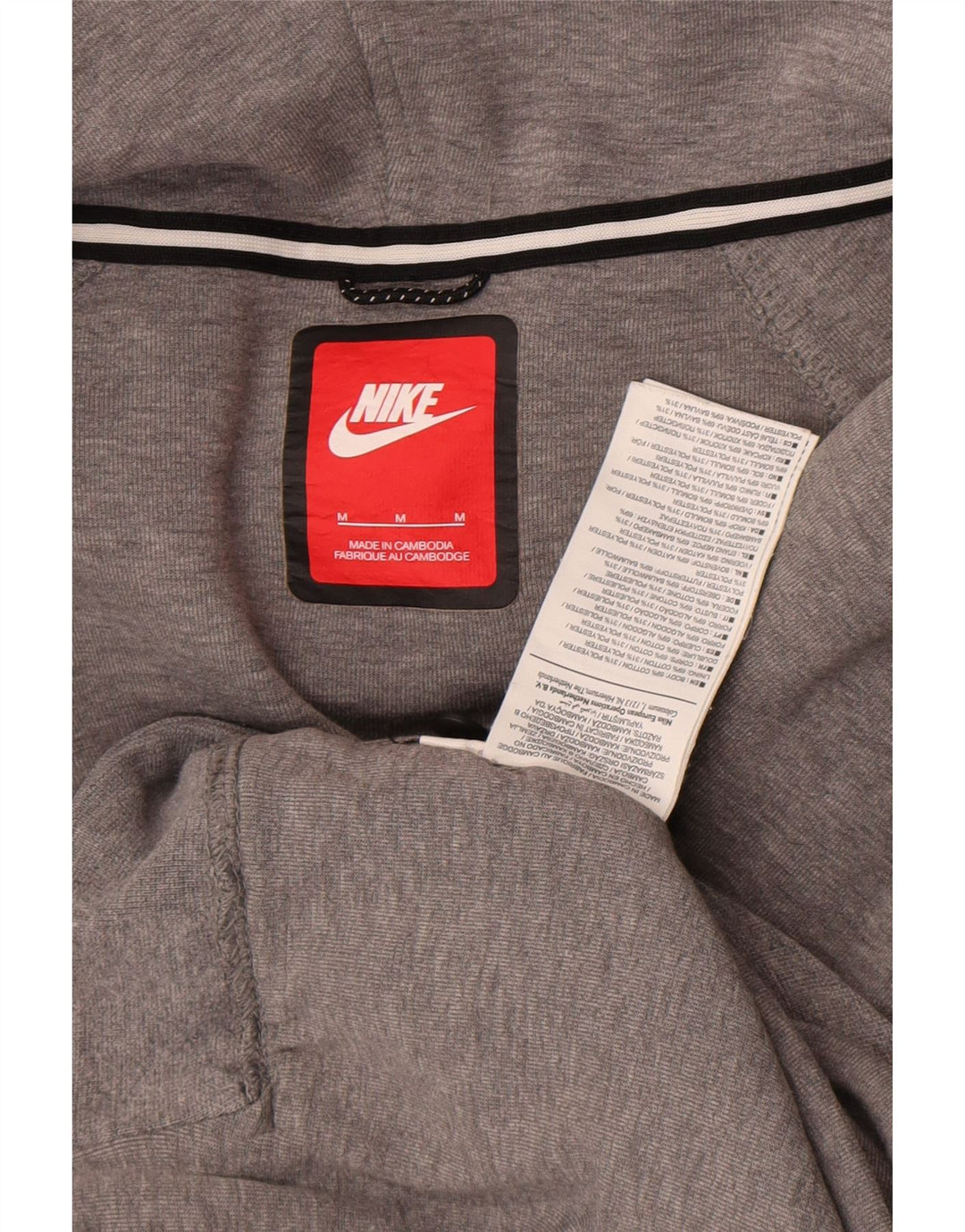 Nike Womens Zip Hoodie Sweater UK 14 Medium Grey Cotton