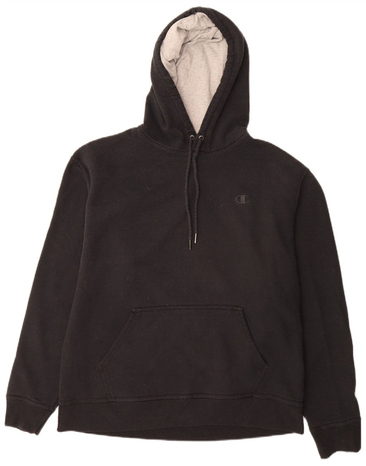 Champion Mens Hoodie Jumper Large Black Cotton