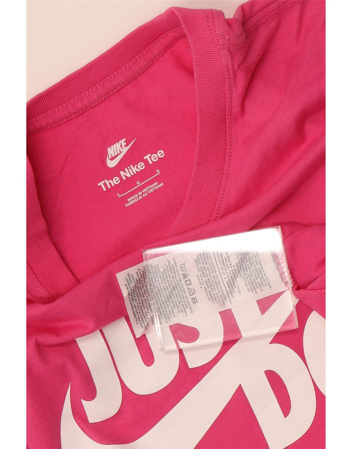 NIKE Mens Graphic T-Shirt Top Large Pink Cotton