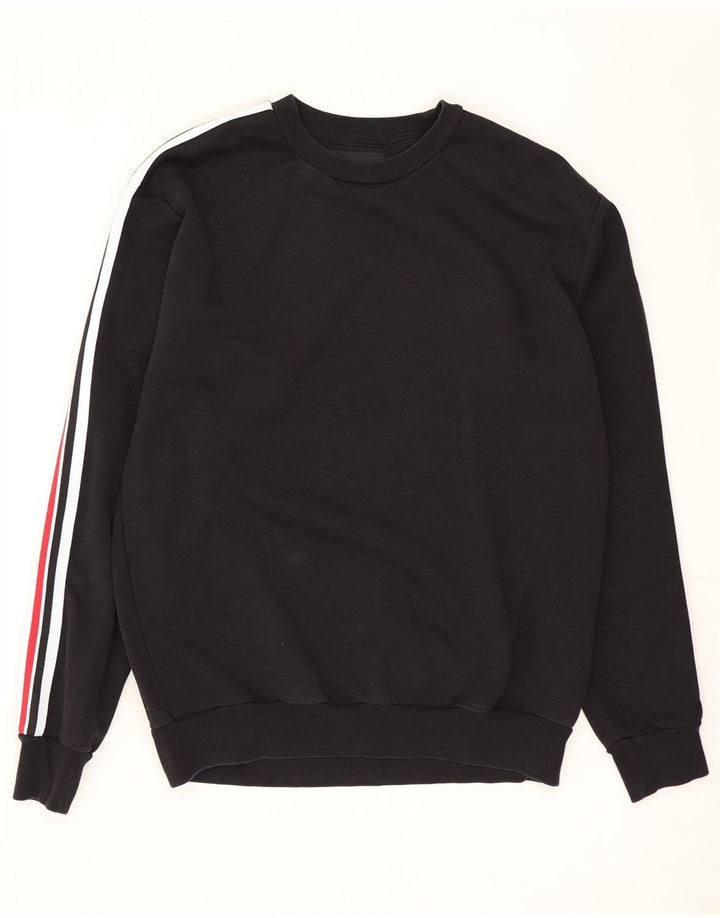Zara Mens Sweatshirt Jumper Large Black Striped Cotton