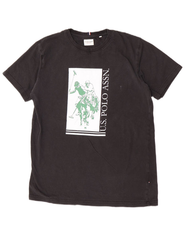 U.S. Polo Assn. Boys Graphic T-Shirt Top 15-16 Years Black Cotton