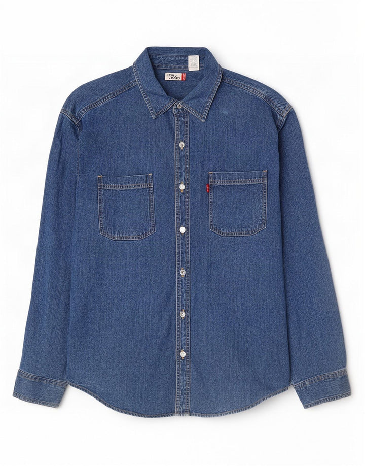 Ανδρικό τζιν πουκάμισο Levi's μεγάλο μπλε βαμβακερό