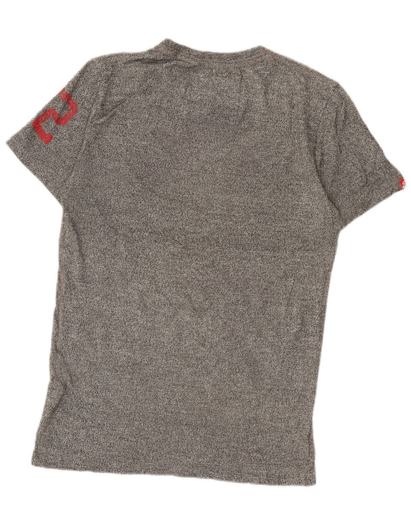 Superdry Mens Graphic T-Shirt Top Small Grey Flecked Cotton Sports