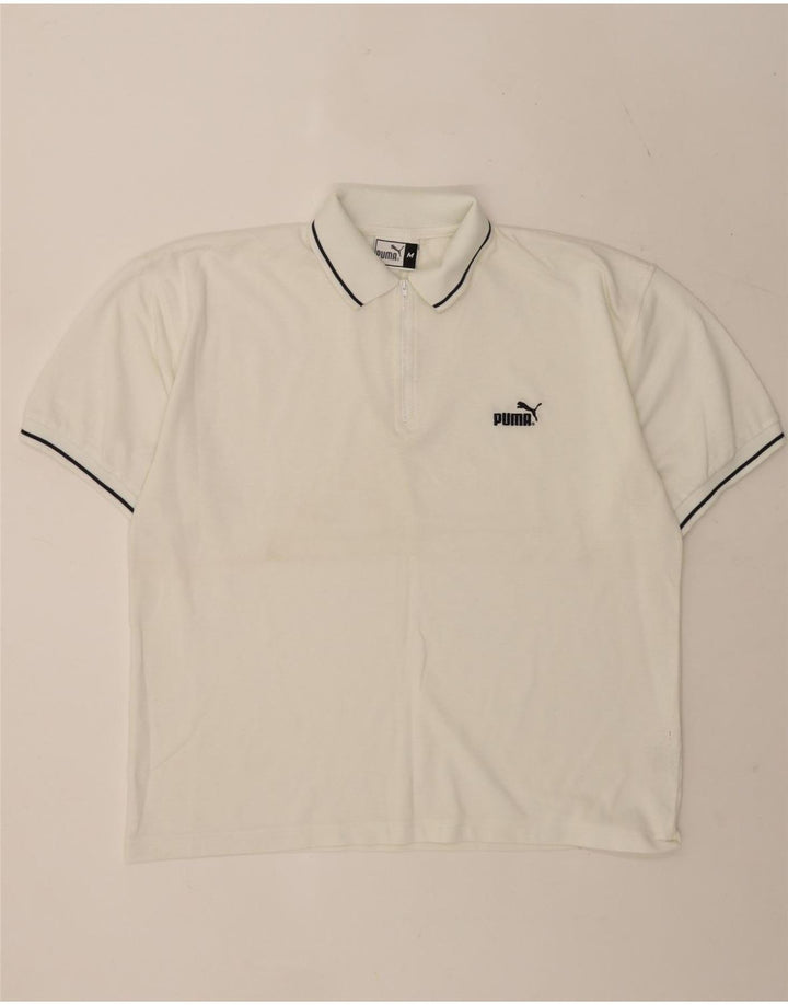 Puma herre poloshirt mellem hvid stribet polyester