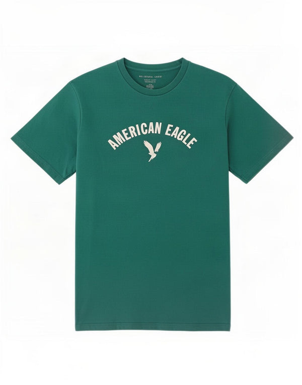 American Eagle Mens Camiseta gráfica de ajuste padrão Top grande algodão verde