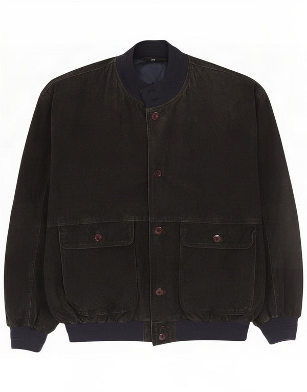 Chaqueta bomber de ante vintage para hombre IT 54 2XL Cuero color block azul marino