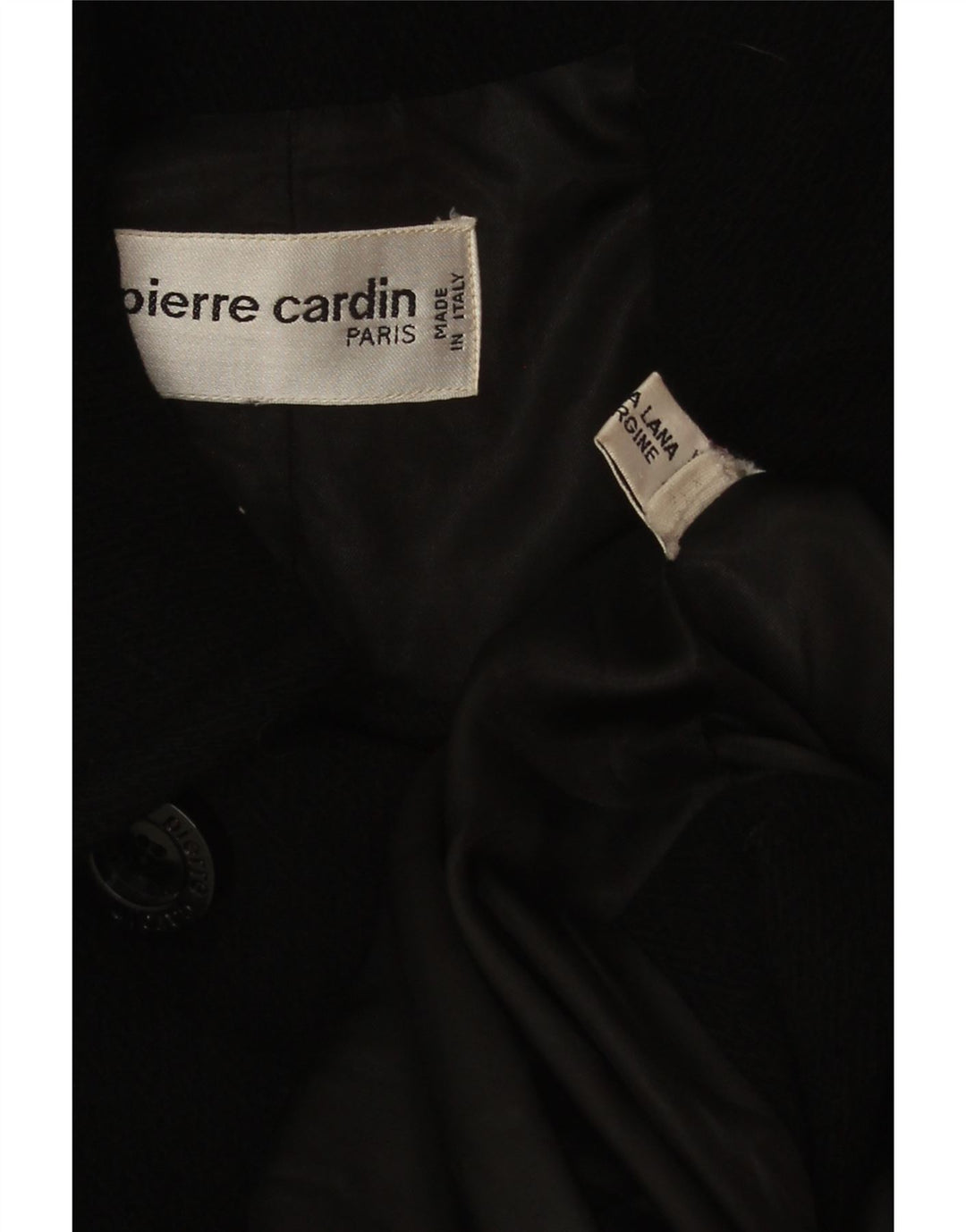 Pierre Cardin Dame Dobbeltradet Frakke UK 20 2XL Sort Uld