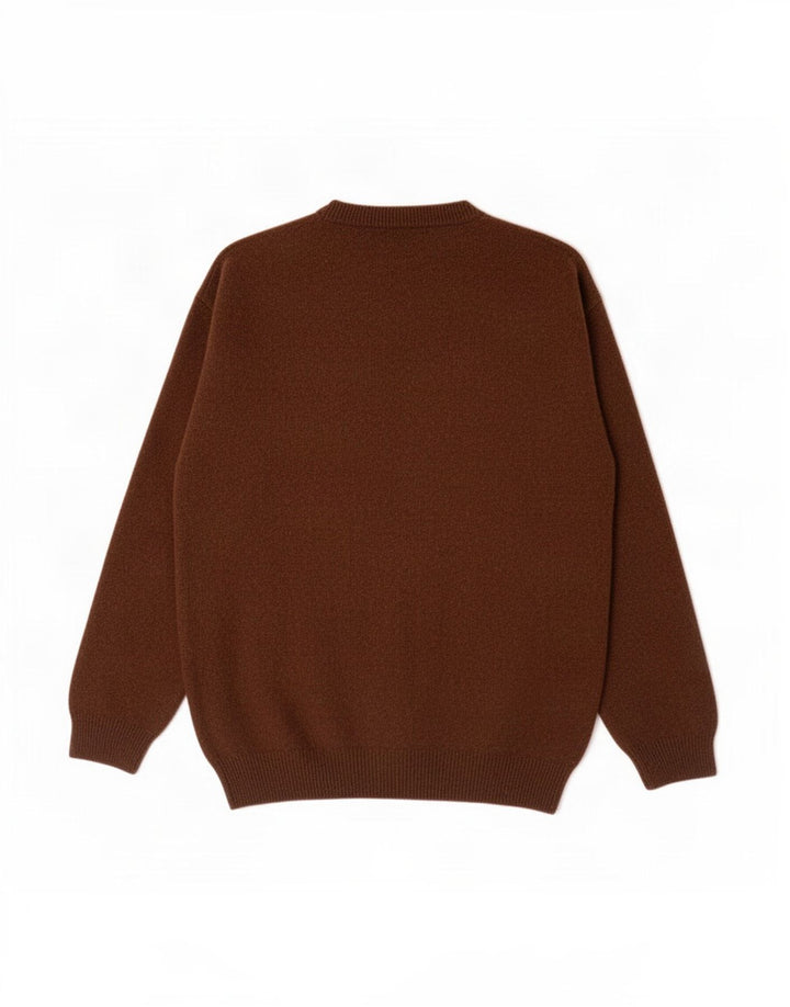 Marlboro Classics Maglione da uomo con scollo a V in lana marrone medio