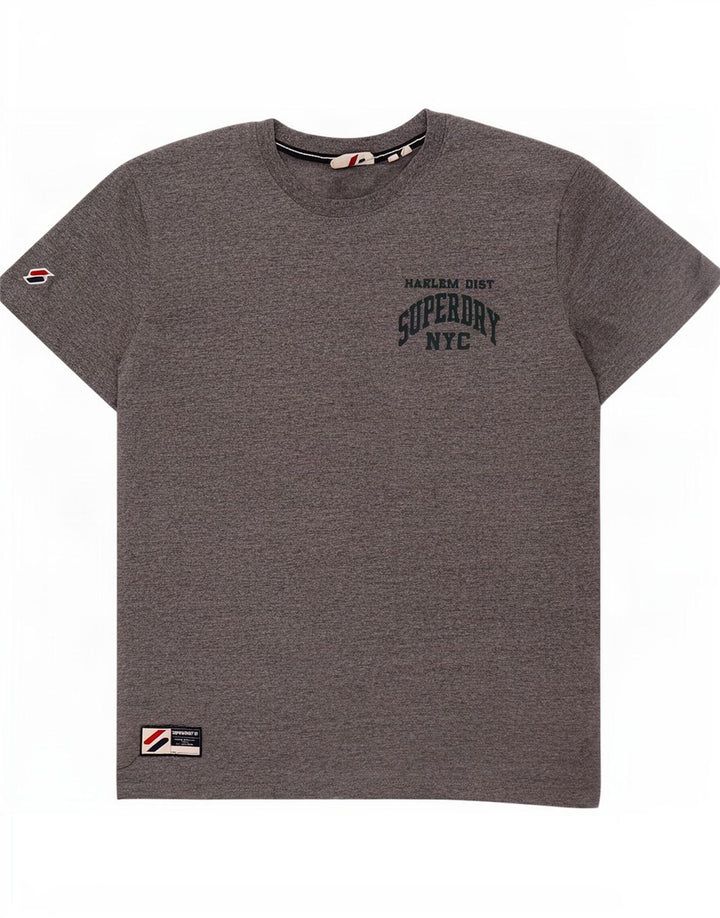 Superdry T-Shirt Graphique Homme Gris Moyen Moucheté Coton