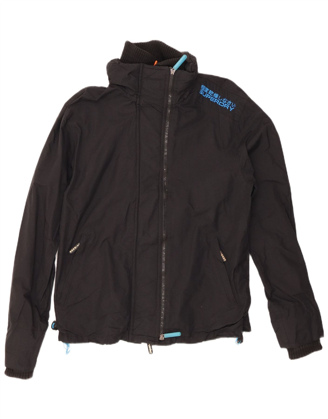 SUPERDRY Mens The Windcheater Rain Jacket UK 40 Large Black Nylon