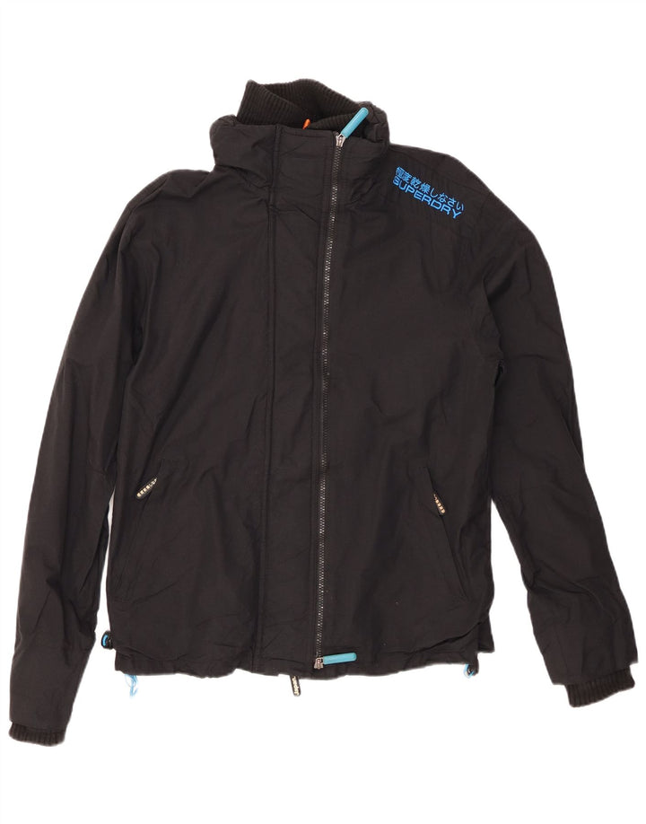 SUPERDRY Mens The Windcheater Rain Jacket UK 40 Large Black Nylon