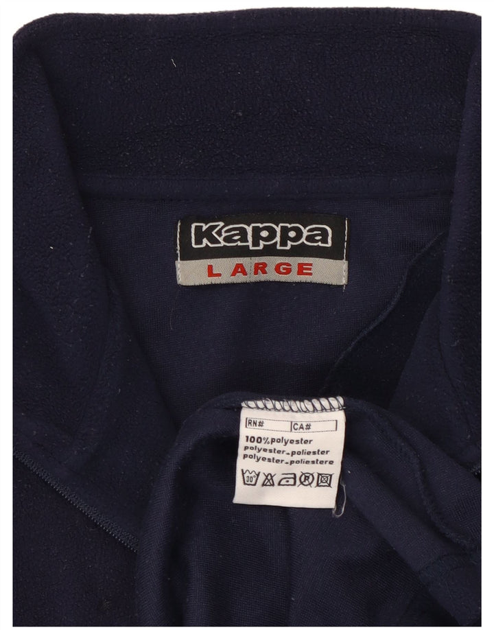 Kappa Herren-Fleecepullover mit Reißverschluss am Hals, groß, marineblaues Polyester