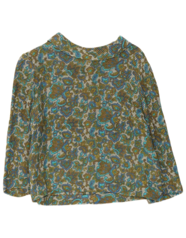 Vintage kvinders beskæring 3/4 ærmet bluse Top UK 12 Medium Multicolored Floral
