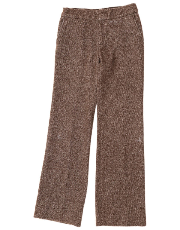 Pantalon Chino Droit Femme Zara EU 36 XS W26 L33 Laine Mouchetée Marron