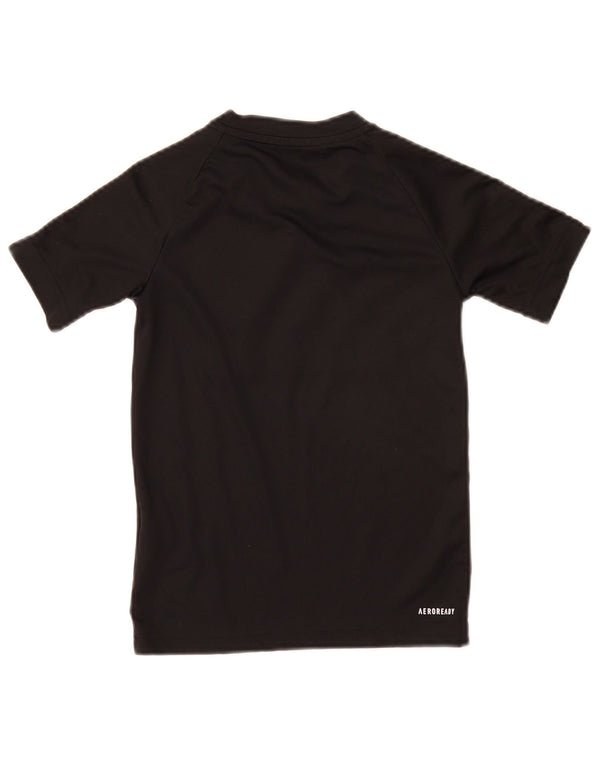 Adidas Boys Aeroready Graphic T-Shirt Top 7-8 Years Black Polyester