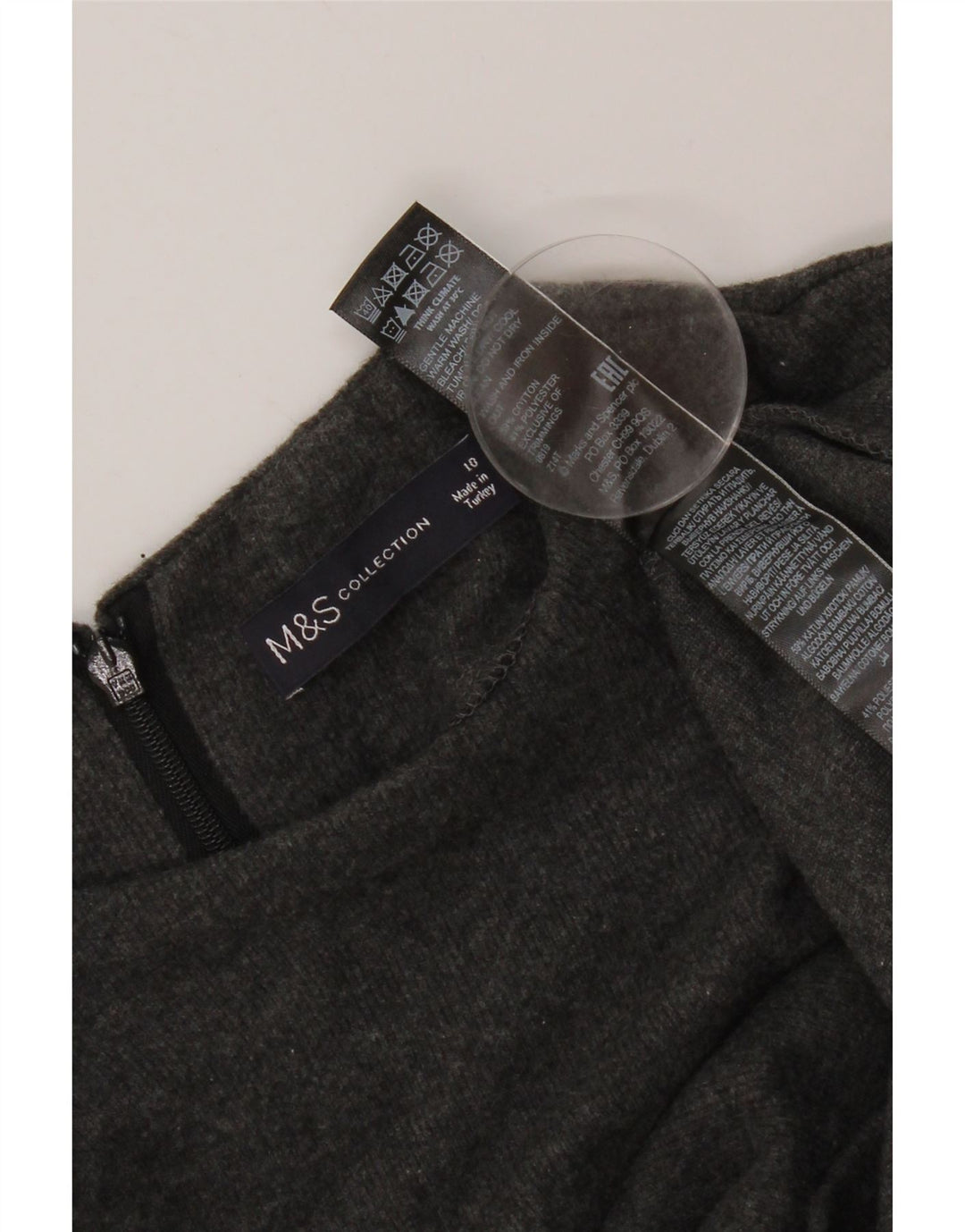 Marks & Spencer Womens Jumper Dress UK 10 Small Grey Cotton
