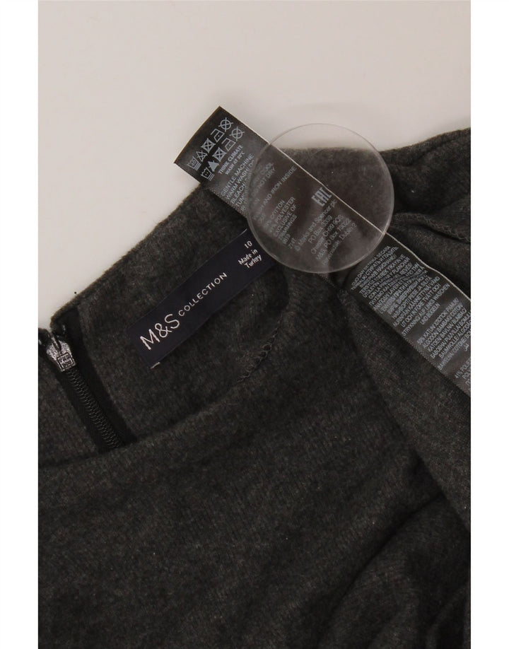 Marks & Spencer Womens Jumper Dress UK 10 Small Grey Cotton