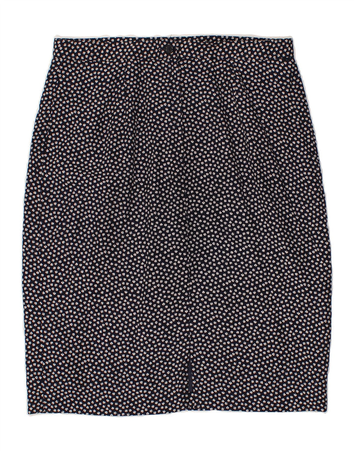 VINTAGE Womens Pencil Skirt W30 Medium Navy Blue Floral Vintage Vintage and Second-Hand Vintage from Messina Hembry 
