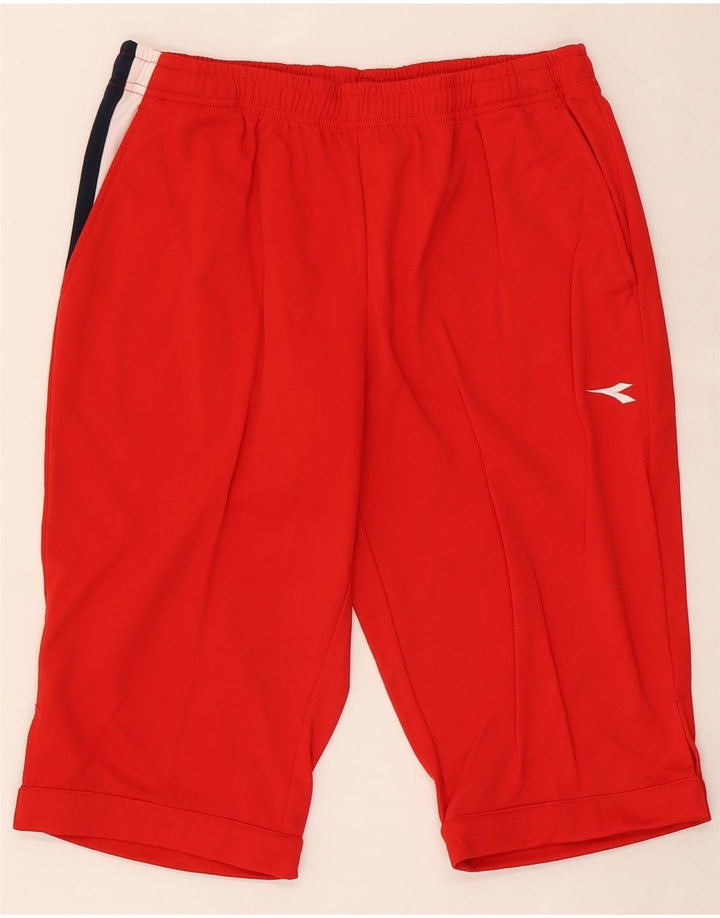 Diadora Mens Bermuda Sport Shorts Large Red Colourblock Polyester