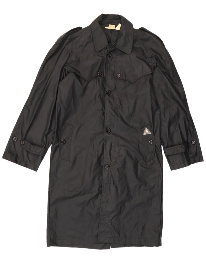 Fiorucci Mens Hooded Trench Coat UK 36 Small Black Nylon