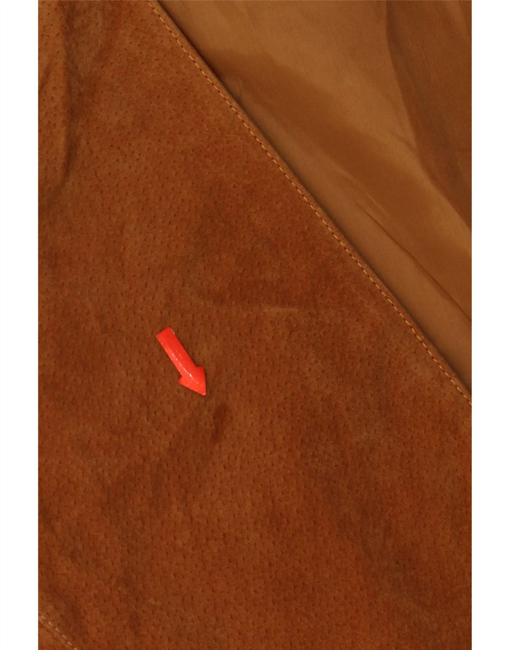 Vintage Mens Suede Waistcoat XL Brown Leather