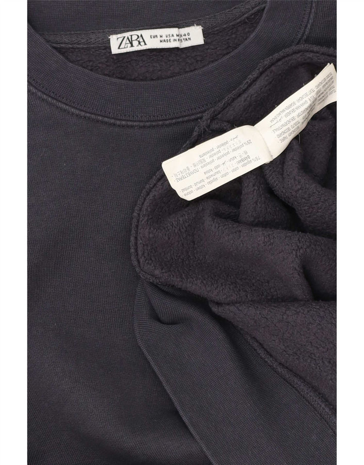 Felpa Zara da uomo in cotone medio blu navy