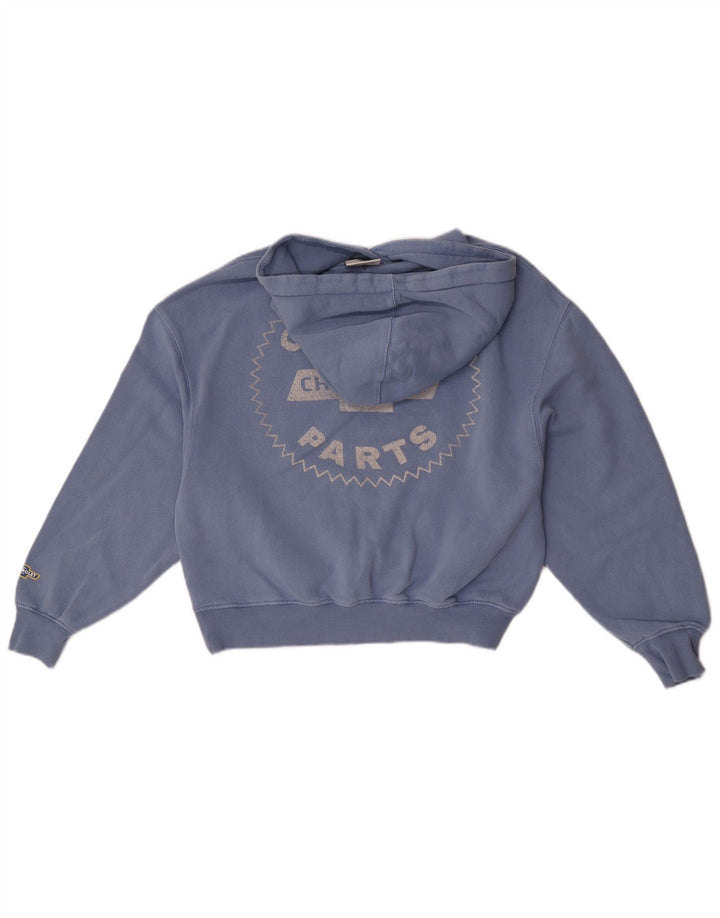 Pull & Bear Womens Graphic Oversized Hoodie Jumper UK 6 XS Blue Cotton