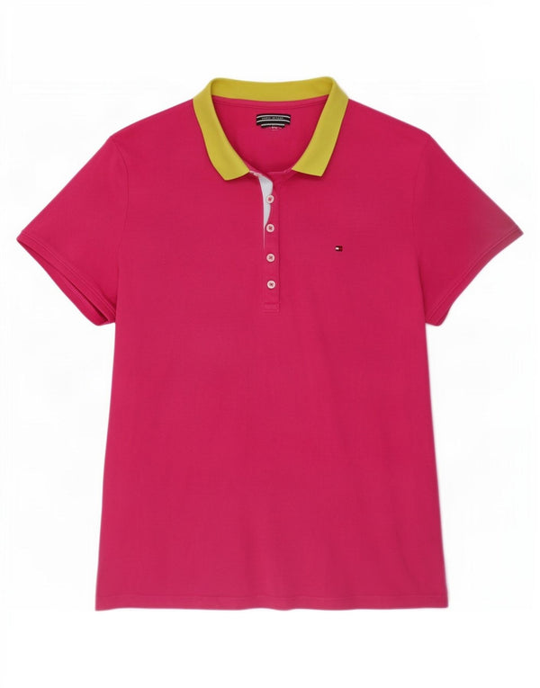 Tommy Hilfiger Womens Rugby Polo Shirt UK 18 XL Pink Cotton