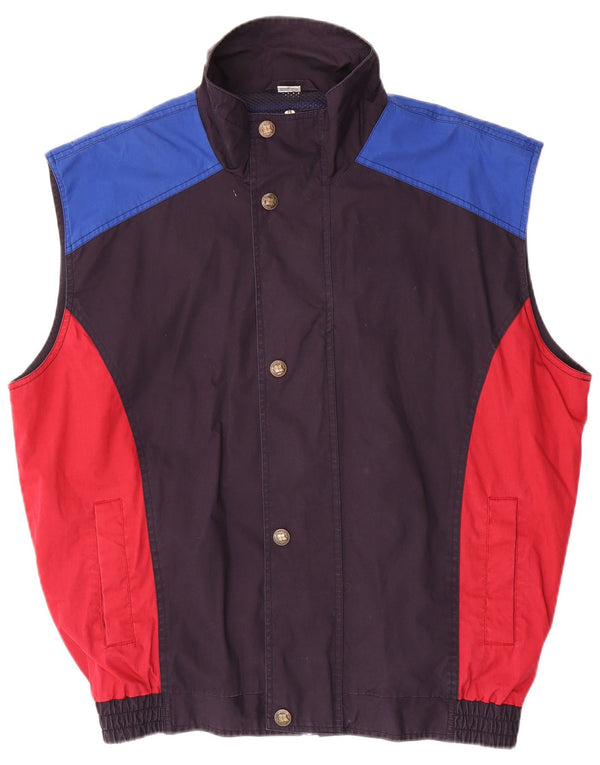 Shamp Herre Loose Fit Gilet IT 48/50 Medium Navy Blue Colourblock Bomuld