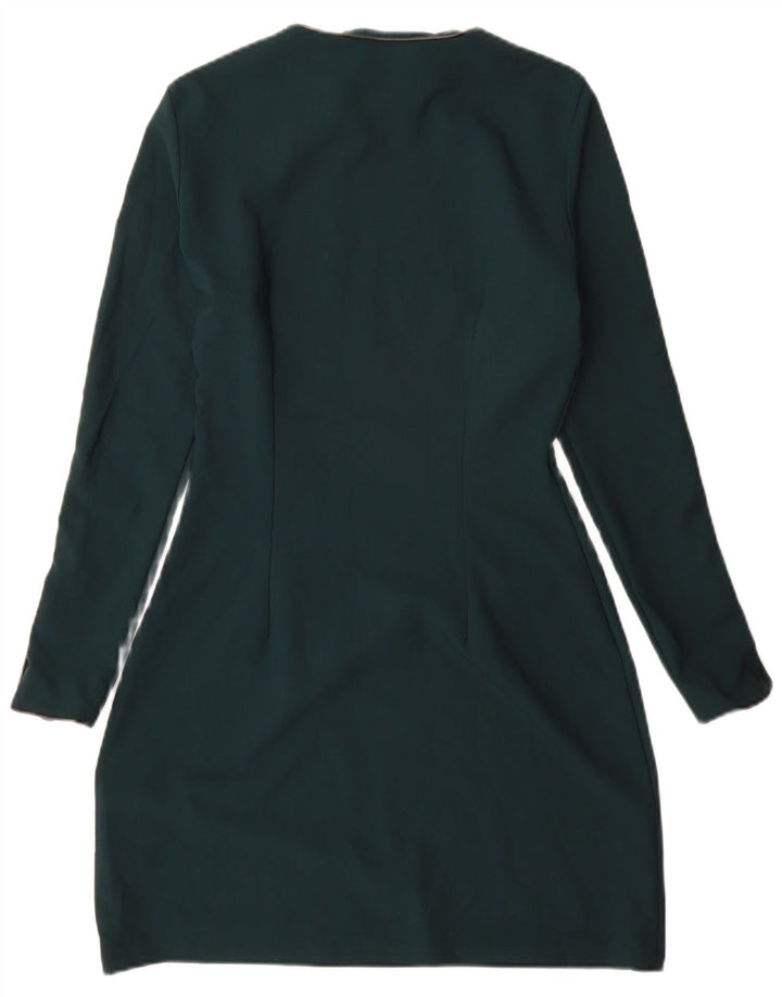 Zara Dame Langærmet Skede Kjole UK 10 Lille Grøn Polyester