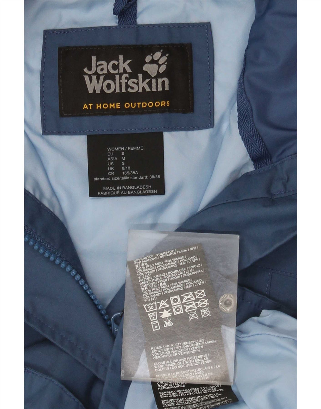 Jack Wolfskin Womens Hooded Oversized Raincoat UK 8/10 Small Blue Polyamide