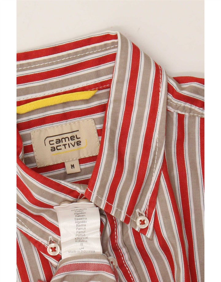 Camisa de manga corta para hombre Camel Active Algodón de rayas rojo medio